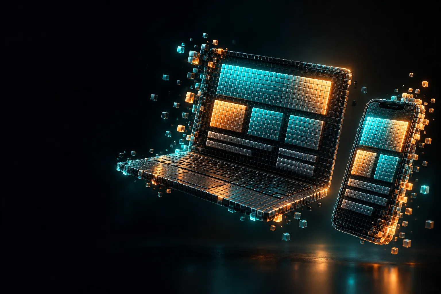 Ilustración de diseño web en píxeles 3D