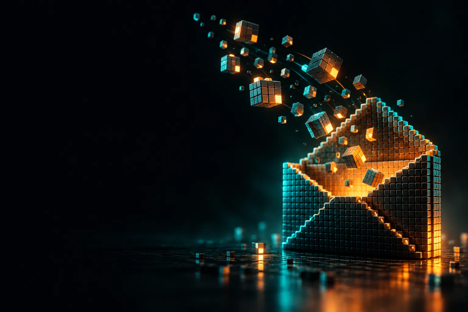 Ilustración de email marketing en píxeles 3D