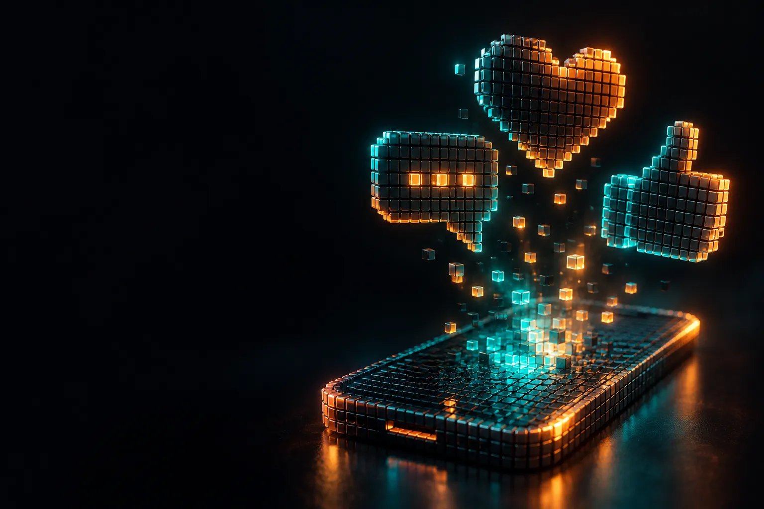 Ilustración de redes sociales en píxeles 3D